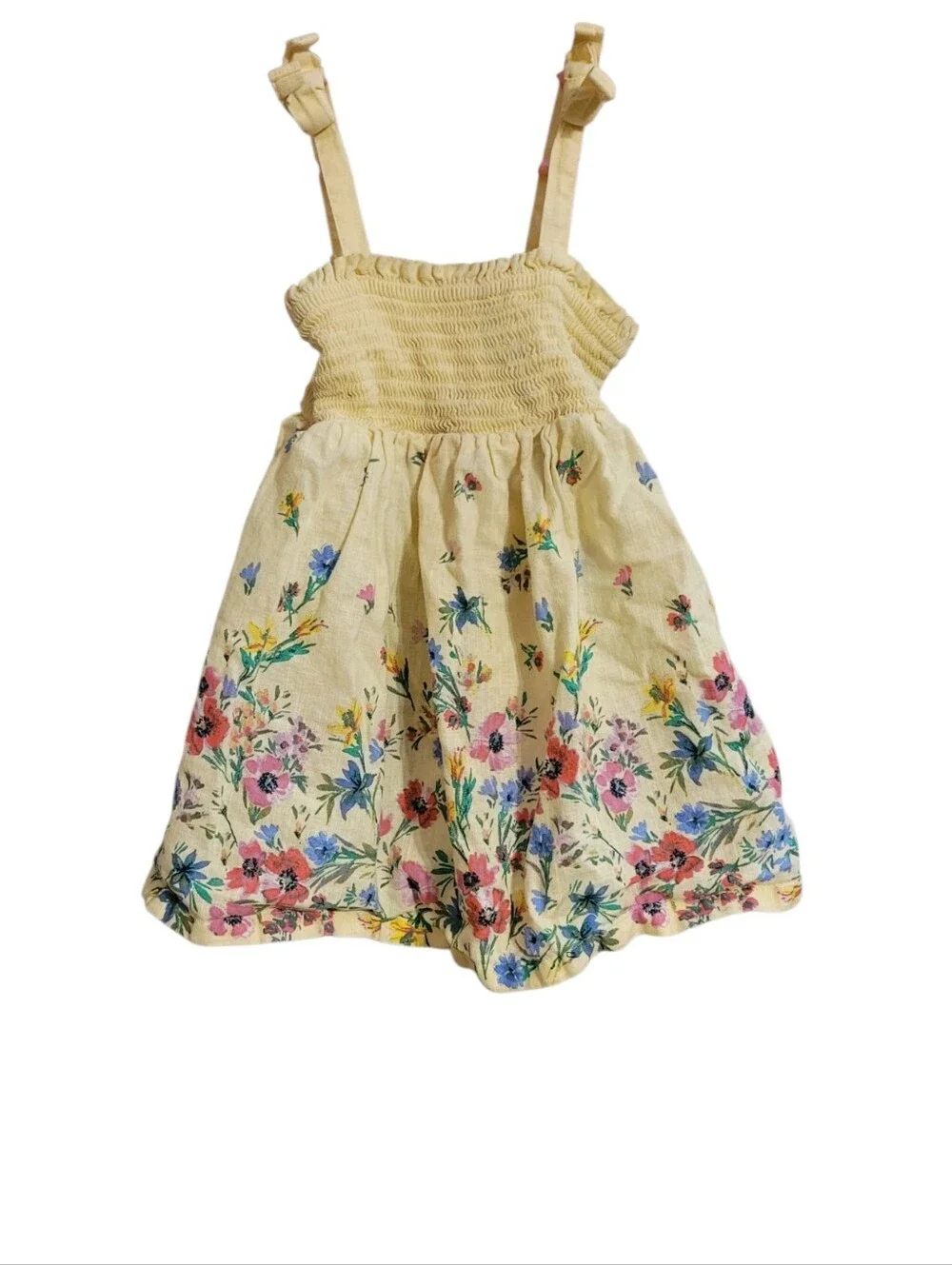 Baby Gap Yellow Floral Linen Blend Dress